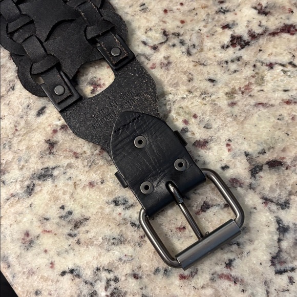 Leather Braided Extra Wide Black Belt Dressy Dress Coat Cinch Buckle Unique - Picture 8 of 13